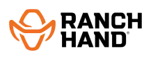 Ranch Hand logo featuring an orange cowboy hat icon on a black background
