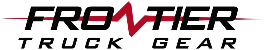 Frontier Truck Gear logo with bold black lettering and a red heartbeat-style line across the center